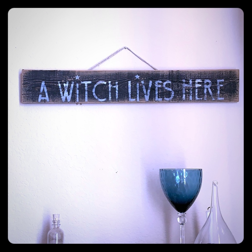 Hand Painted Wood Witch Sign